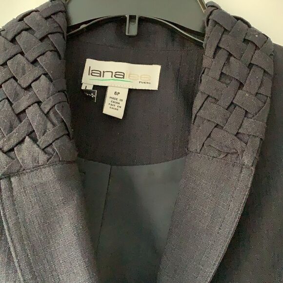 Lana Lee 6-petite blazer button up black jacket with detall collar & sleeves - Picture 5 of 6